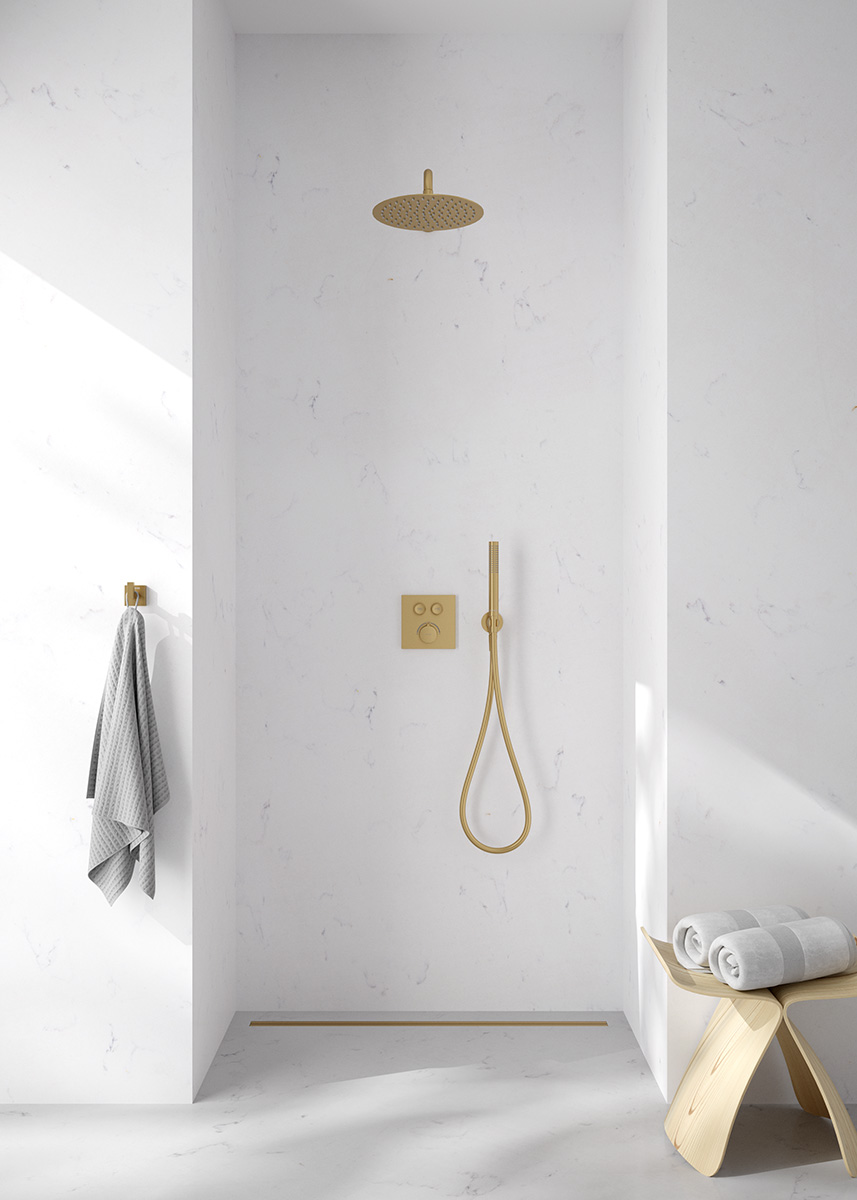 Oltens Langan Slim sprchový odtokový žlab 70 cm, lesklé zlato/kartáčované zlato 30010800