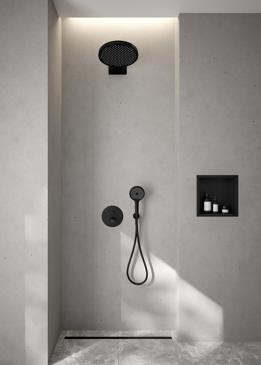 Oltens Luva EasyClick ruční sprcha, 3 funkce, matná černá 37109300