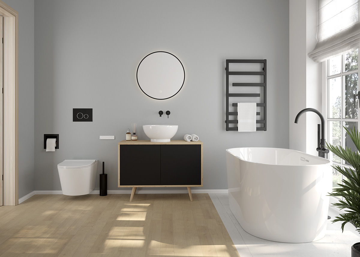 Oltens Gulfoss standing toilet brush black matte 82001300