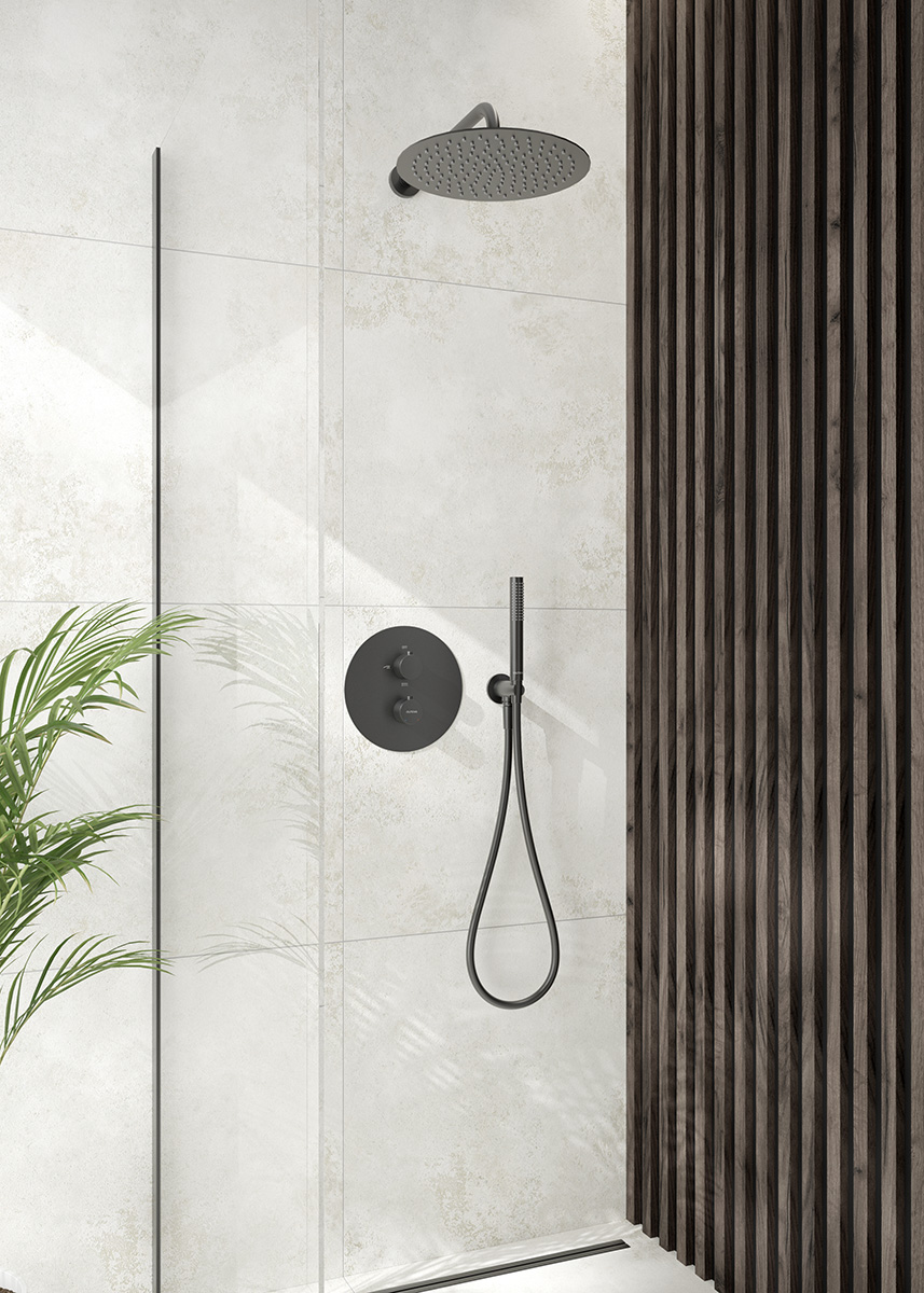 Oltens Langan Slim Duschabfluss gerade 70 cm, Glänzendes Graphit/gebürstetes Graphit 30010400