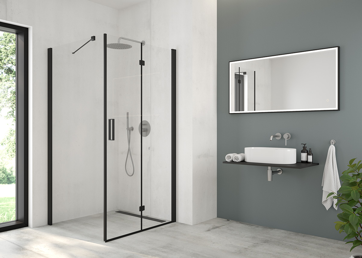 Oltens Langan 90 univerzální 2v1 sprchový odtokový žlab 90 cm s límcem, matná černá 30008300