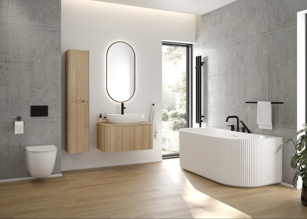 Oltens Hamnes szafka 80 cm podumywalkowa wisząca z blatem dąb 68669060