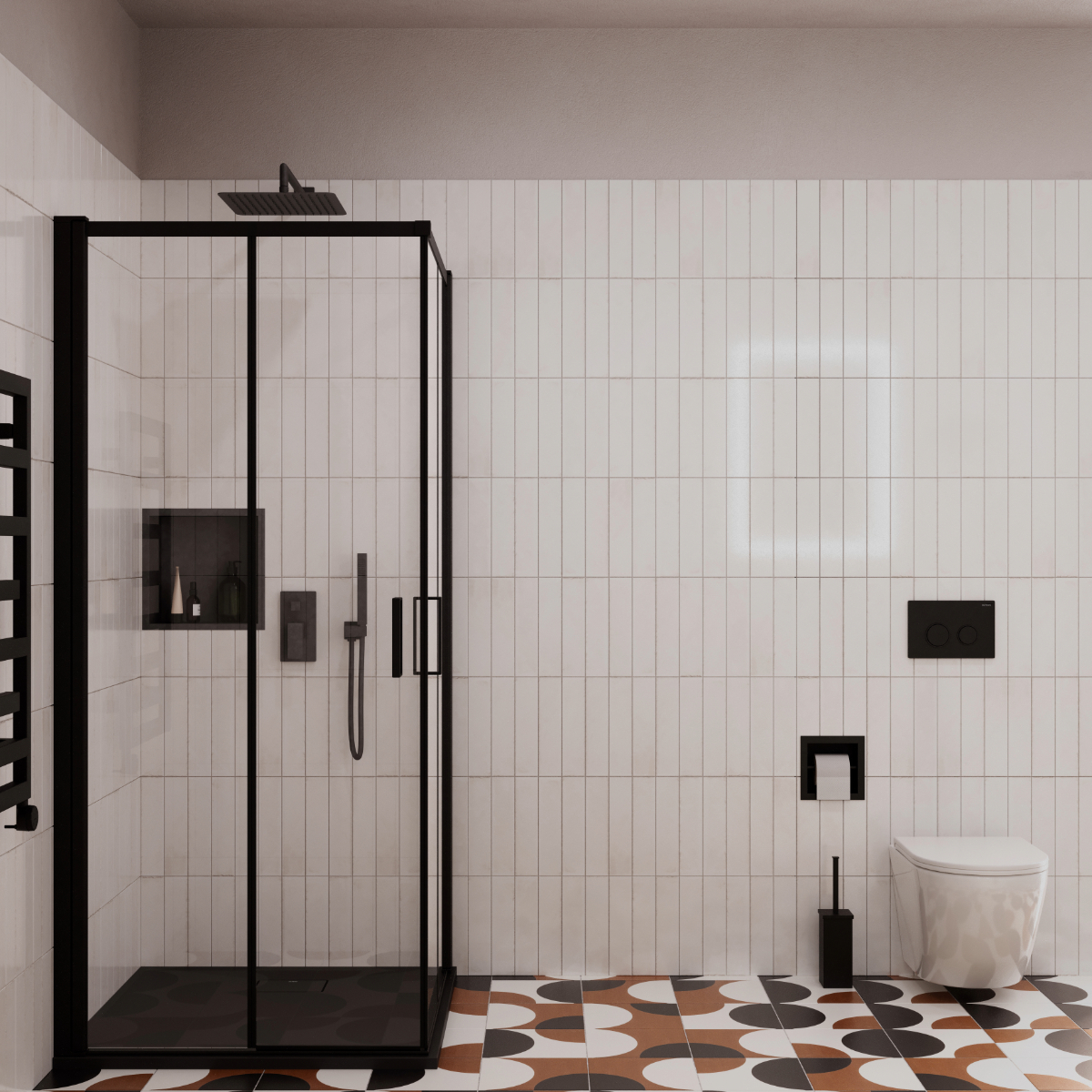 Oltens Breda shower enclosure 80x80 cm square matte black/glass 20005300