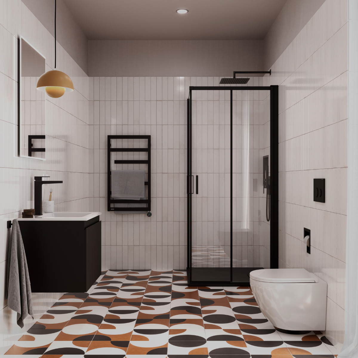 Oltens Breda shower enclosure 80x80 cm square matte black/glass 20005300