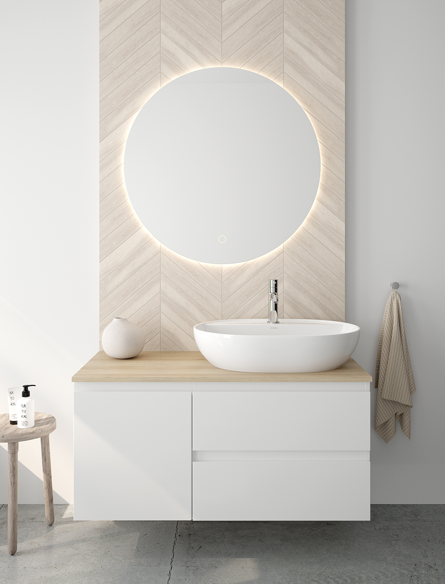 Oltens Nordlis mirror 80 cm, round with LED lighting and Klarglas system 64109000