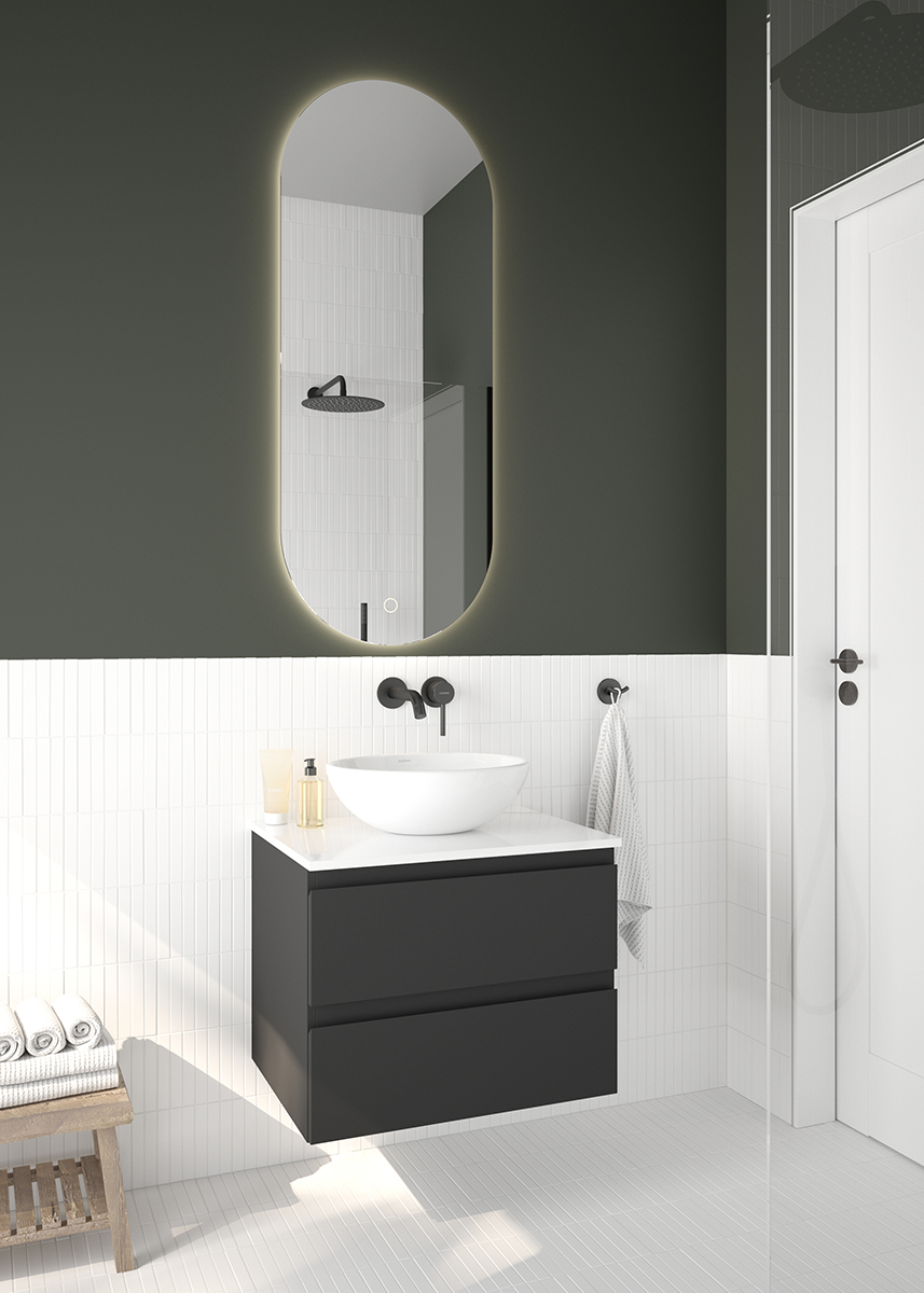 Oltens Nordlis mirror 50x120 cm, oval with LED lighting and Klarglas system 64114000