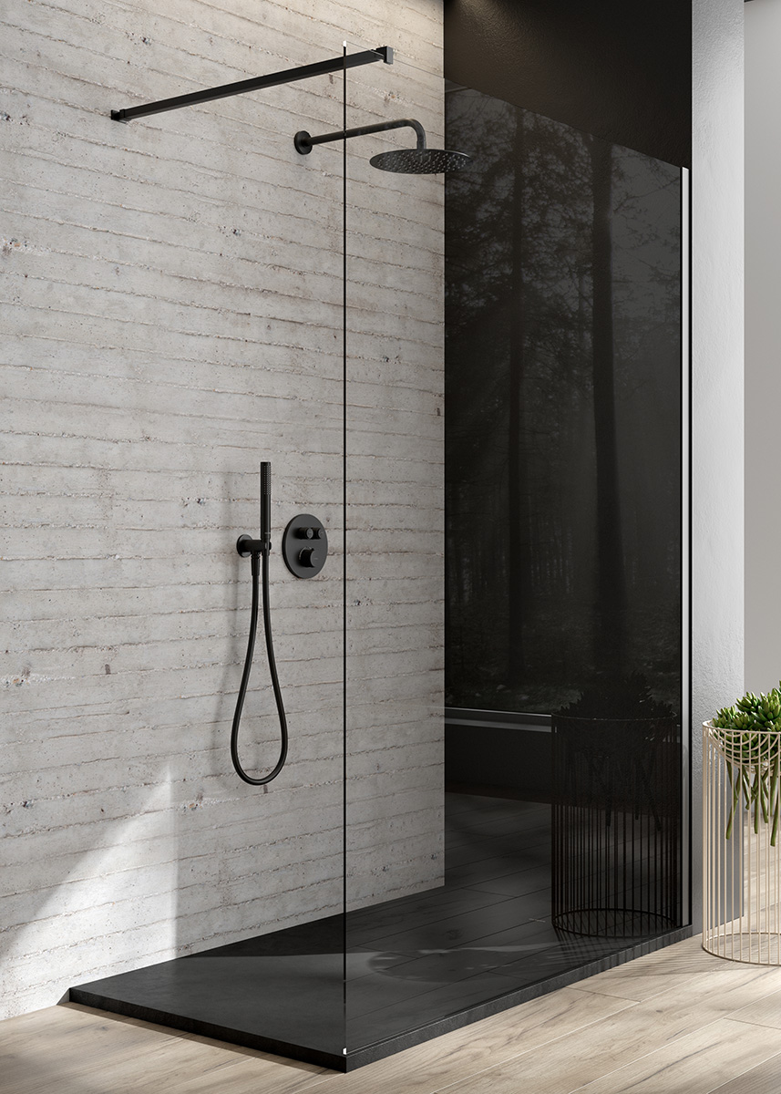 Oltens Bo Walk-In shower wall 120 cm profile black matte 22004300