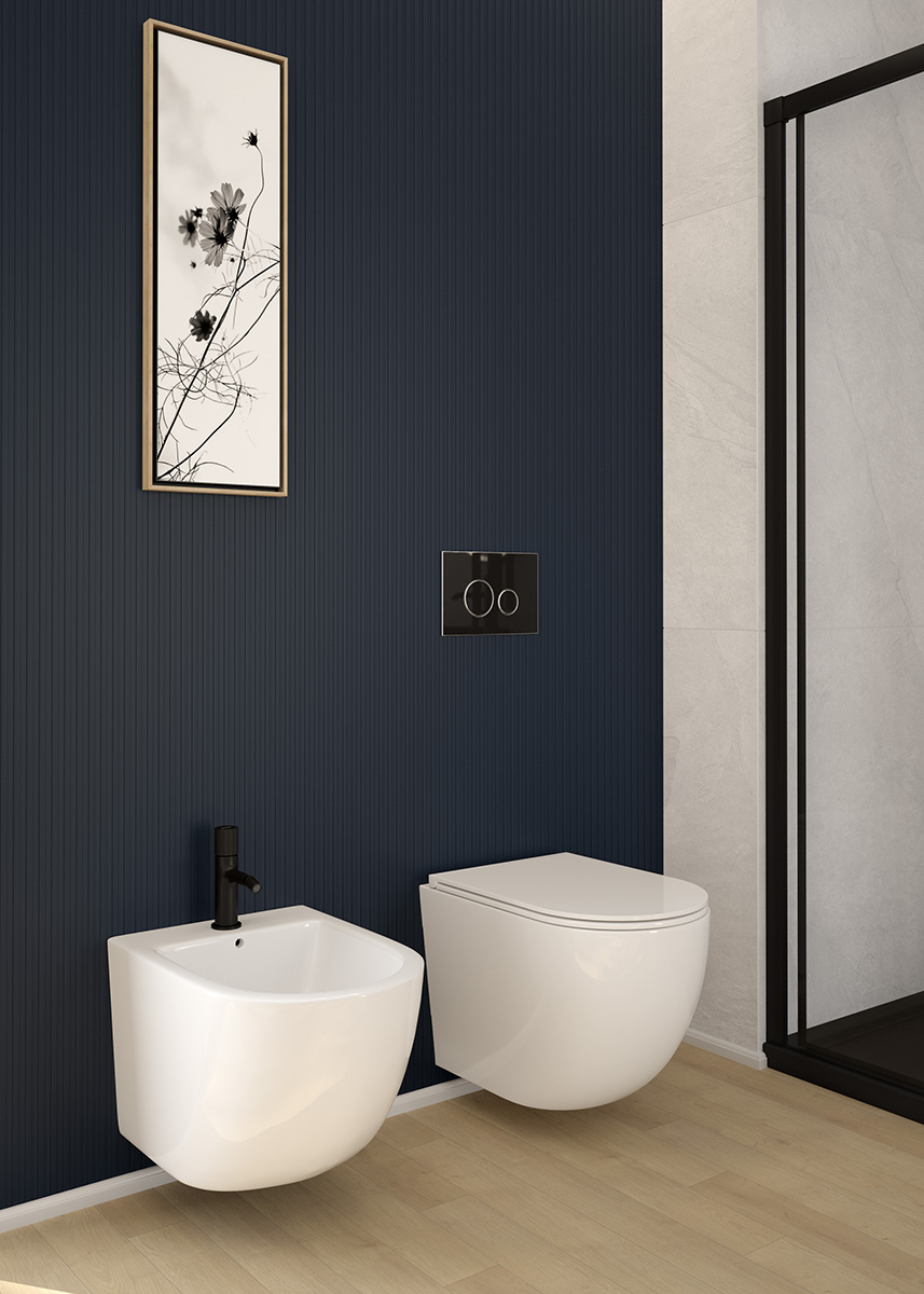 Oltens Lule glass toilet flush button black/chrome/black 57201300