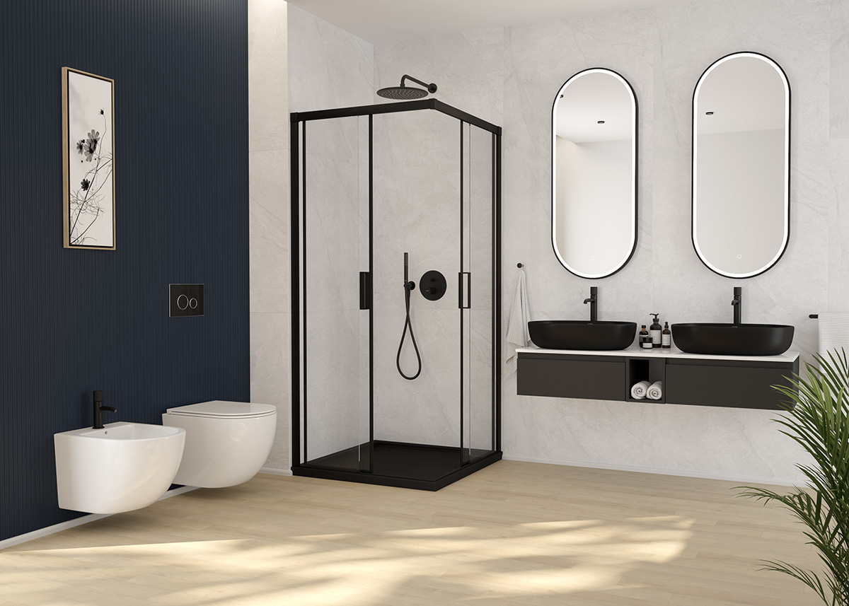Oltens Lule glass toilet flush button black/chrome/black 57201300