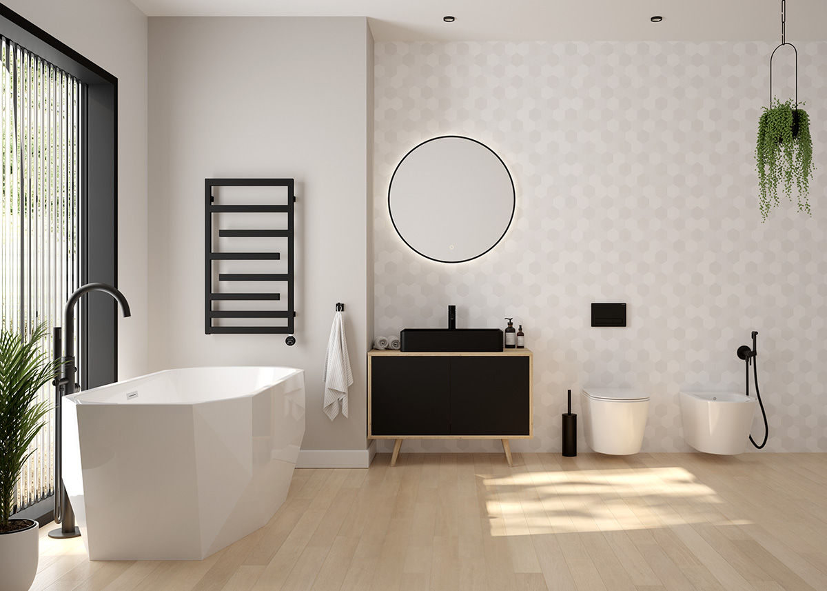 Oltens Gulfoss standing toilet brush black matte 82001300
