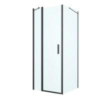 Oltens Verdal shower enclosure 80x90 cm rectangular door with a fixed wall matte black/transparent glass 20220300