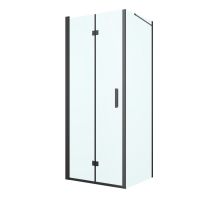 Oltens Hallan kabina prysznicowa 80x80 cm kwadratowa czarny mat/szkło przezroczyste drzwi ze ścianką 20007300
