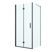 Oltens Hallan kabina prysznicowa 90x90 cm kwadratowa drzwi ze ścianką czarny mat/szkło przezroczyste 20008300