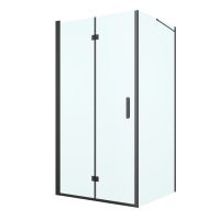 Oltens Hallan shower enclosure 100x100 cm square door with a fixed wall matte black/transparent glass 20009300