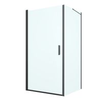 Oltens Rinnan shower enclosure 100x100 cm square door with a fixed wall matte black/transparent glass 20015300