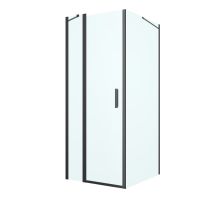 Oltens Verdal shower enclosure 80x100 cm rectangular door with a fixed wall matte black/transparent glass 20206300
