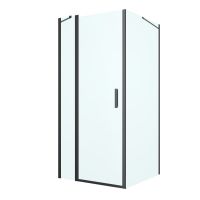 Oltens Verdal shower enclosure 90x100 cm rectangular door with a fixed wall matte black/transparent glass 20208300