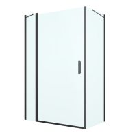Oltens Verdal shower enclosure 120x80 cm rectangular door with a fixed wall matte black/transparent glass 20210300