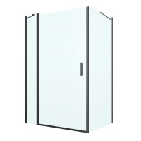 Oltens Verdal shower enclosure 120x100 cm rectangular door with a fixed wall matte black/transparent glass 20214300