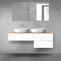 Oltens Vernal bathroom furniture set 140 cm with countertop, white gloss/oak 68289000
