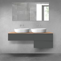 Oltens Vernal bathroom furniture set 140 cm with countertop, matte graphite/oak 68289400