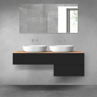Oltens Vernal bathroom furniture set 140 cm with countertop, matte black/oak 68289300