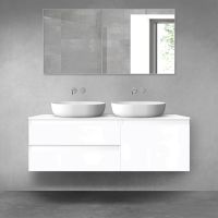 Oltens Vernal bathroom furniture set 140 cm with countertop, white gloss 68292000