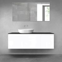 Oltens Vernal bathroom furniture set 140 cm with countertop, white gloss/matte black 68316000