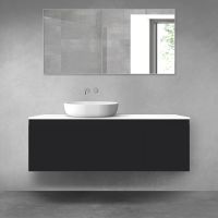 Oltens Vernal bathroom furniture set 140 cm with countertop, matte black/white gloss 68316300