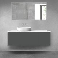 Oltens Vernal bathroom furniture set 140 cm with countertop, matte graphite/white gloss 68318400