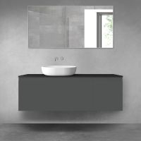 Oltens Vernal bathroom furniture set 140 cm with countertop, matte graphite/matte black 68319400