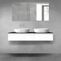 Oltens Vernal bathroom furniture set 140 cm with countertop, white gloss/matte black 68322000