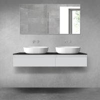Oltens Vernal bathroom furniture set 140 cm with countertop, matte grey/matte black 68323700