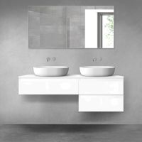 Oltens Vernal bathroom furniture set 140 cm with countertop, white gloss 68324000