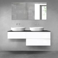 Oltens Vernal bathroom furniture set 140 cm with countertop, white gloss/matte black 68326000