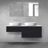 Oltens Vernal bathroom furniture set 140 cm with countertop, matte black/white gloss 68326300