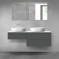 Oltens Vernal bathroom furniture set 140 cm with countertop, matte graphite/white gloss 68326400
