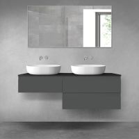 Oltens Vernal bathroom furniture set 140 cm with countertop, matte graphite/matte black 68327400