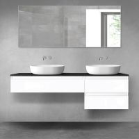 Oltens Vernal bathroom furniture set 160 cm with countertop, white gloss/matte black 68330000