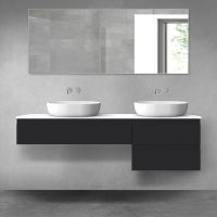 Oltens Vernal bathroom furniture set 160 cm with countertop, matte black/white gloss 68330300
