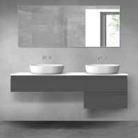 Oltens Vernal bathroom furniture set 160 cm with countertop, matte graphite/white gloss 68330400