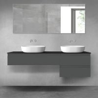 Oltens Vernal bathroom furniture set 160 cm with countertop, matte graphite/matte black 68334400
