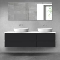Oltens Vernal bathroom furniture set 160 cm with countertop, matte black/white gloss 68337300