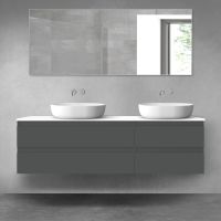 Oltens Vernal bathroom furniture set 160 cm with countertop, matte graphite/white gloss 68337400