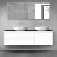 Oltens Vernal sada koupelnového nábytku 160 cm s horní deskou, lesklá bílá/matná černá 68341000