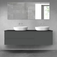 Oltens Vernal sada koupelnového nábytku 160 cm s horní deskou, matná grafitová/matná černá 68342400