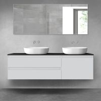 Oltens Vernal sada koupelnového nábytku 160 cm s horní deskou, matná šedá/matná černá 68342700
