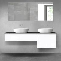 Oltens Vermal bathroom furniture set 160 cm, white gloss/matte black 68345000