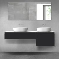 Oltens Vernal bathroom furniture set 160 cm with countertop, matte black/white gloss 68345300