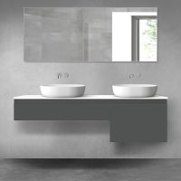 Oltens Vernal sada koupelnového nábytku 160 cm s horní deskou, matná grafitová/lesklá bílá 68345400